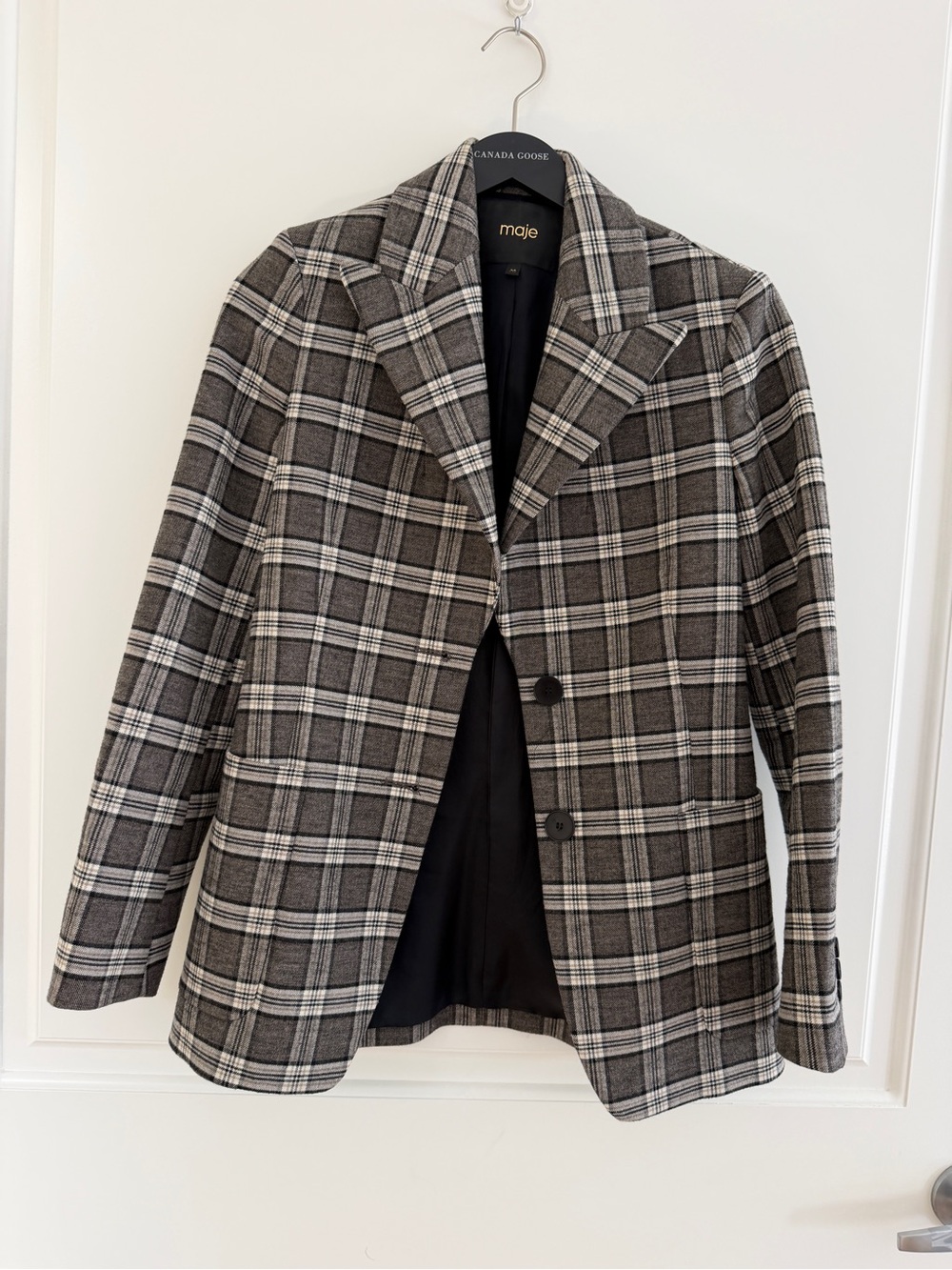 Maje Paris Plaid Wool Blend Suit Set | Blazer EU36 + Pants EU34